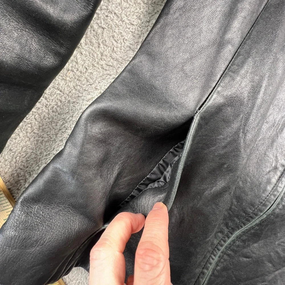 Genuine Leather Jacket Womens Medium‎ Black Zip Up Moto Casual Corner